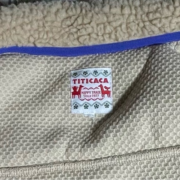 Titicaca Sherpa Fleece Vest Beige Purple Geometric Pocket IWC-BB-121 Womens - Picture 4 of 6